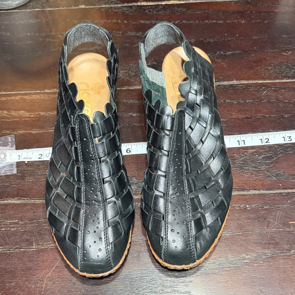 Rieker Black Woven Leather Flats